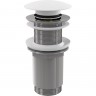Донный клапан сифона ALCAPLAST для умывальника CLICK/CLACK 5/4", цельнометаллический с большой белой заглушкой, без перелива, для пластиковых и стеклянных умывальников A395B