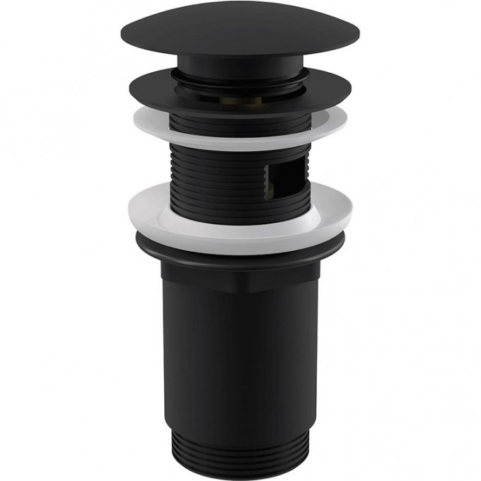 Донный клапан сифона ALCAPLAST для умывальника CLICK/CLACK 5/4", цельнометаллический с переливом и большой черной заглушкой A392BLACK Донный клапан сифона ALCAPLAST для умывальника CLICK/CLACK 5/4", цельнометаллический с переливом и большой черной заглушкой A392BLACK
