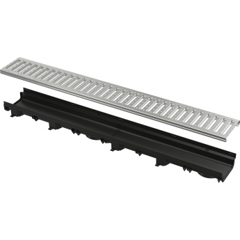 Дренажный канал 60мм ALCAPLAST AVZ112-R102 с пластмассовой рамой и оцинкованной решеткой "Ц" профиля A15 Дренажный канал 60мм ALCAPLAST AVZ112-R102 с пластмассовой рамой и оцинкованной решеткой "Ц" профиля A15