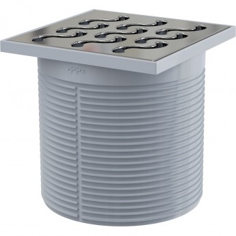 Горловина сливного трапа ALCPLAST APV0600, решетка 105х105, латунь-хром