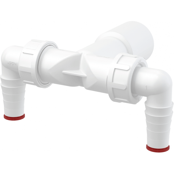 Колено ALCAPLAST с двумя штуцерами DN40/32 / 17–23 с обратным клапаном P155Z