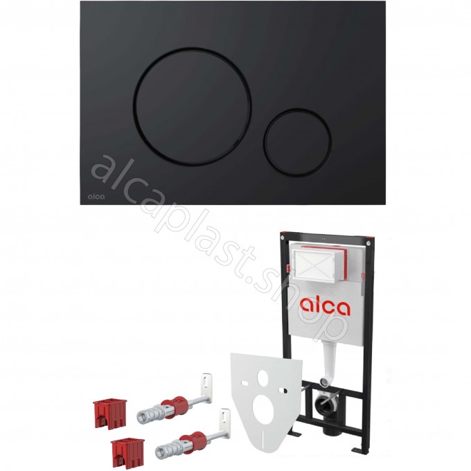 Комплект ALCAPLAST SET 4v1 для установки унитаза с черной панелью смыва AM101/1120-41 RU M678-0001 Комплект ALCAPLAST SET 4v1 для установки унитаза с черной панелью смыва AM101/1120-41 RU M678-0001