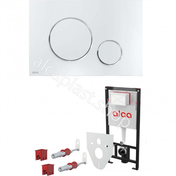 Комплект ALCAPLAST SET 4v1 для установки унитаза с панелью смыва, хром глянцевый AM101/1120-4 RU M671-0001 Комплект ALCAPLAST SET 4v1 для установки унитаза с панелью смыва, хром глянцевый AM101/1120-4 RU M671-0001