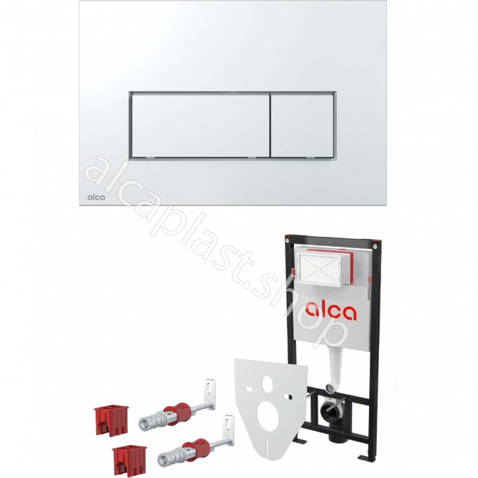 Комплект ALCAPLAST SET 4v1 для установки унитаза с панелью смыва, хром глянец AM101/1120-4 RU M571-0001 Комплект ALCAPLAST SET 4v1 для установки унитаза с панелью смыва, хром глянец AM101/1120-4 RU M571-0001