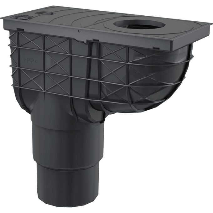 Ливнеотвод ALCAPLAST 300х155/125/110 мм, сток – прямой, черный AGV4