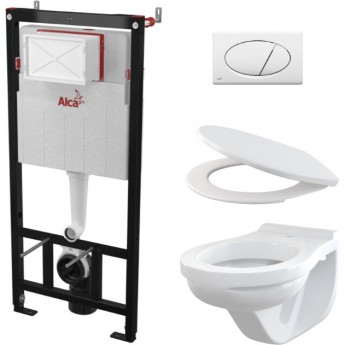 Набор инсталляции ALCAPLAST SET WC ALCA AM101/1120-3:1 RU M70-0 с белой кнопкой, с сиденьем