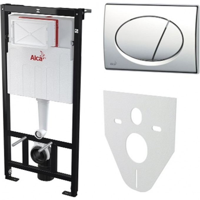 Набор инсталляции для унитаза 4 в 1 ALCAPLAST AM101/1120+M70+M91 с белой кнопкой AM101/1120-4-1 RU M678-0001