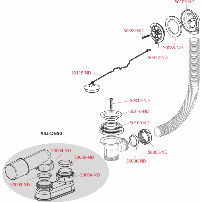 О-образное кольцо ALCAPLAST для гидрозатвора и воротника с 2-х уровневой изоляцией S0401-ND
