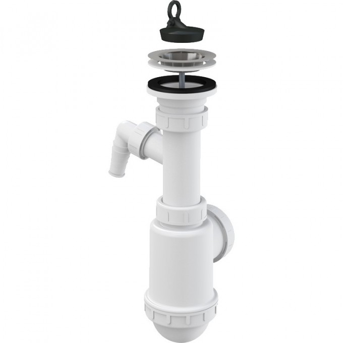 Сифон ALCAPLAST для мойки, c нержавеющей решеткой Ø70, с подводкой A441P-DN50/40 Сифон ALCAPLAST для мойки, c нержавеющей решеткой Ø70, с подводкой A441P-DN50/40