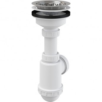 Сифон ALCAPLAST A446-DN50/40 для мойки с нержавеющей решеткой Ø115 без штуцера