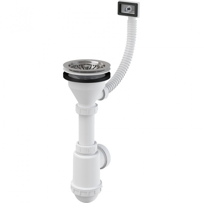 Сифон ALCAPLAST для мойки с нержавеющей решеткой Ø115, гофропереливом, без штуцера A447-DN50/40 Сифон ALCAPLAST для мойки с нержавеющей решеткой Ø115, гофропереливом, без штуцера A447-DN50/40