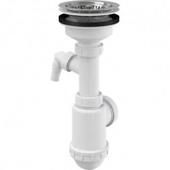 Сифон ALCAPLAST A446P-DN50/40 для мойки с нержавеющей решеткой Ø115, с подводкой