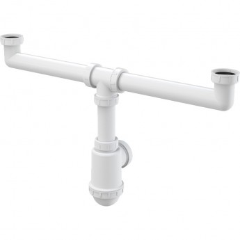 Сифон ALCAPLAST A448-DN50/40 для сдвоенной мойки, с накидными гайками 6/4", без штуцера
