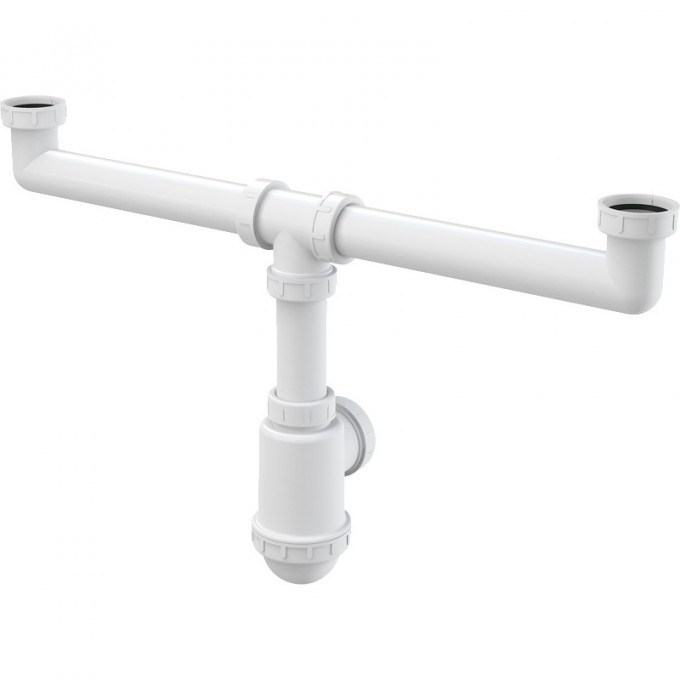 Сифон ALCAPLAST для сдвоенной мойки, с накидными гайками 6/4", без штуцера A448-DN50/40 Сифон ALCAPLAST для сдвоенной мойки, с накидными гайками 6/4", без штуцера A448-DN50/40