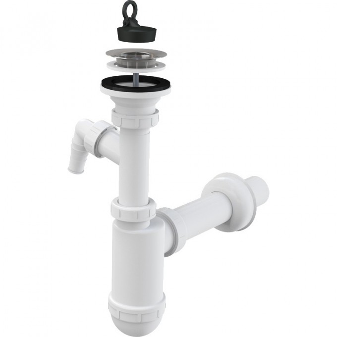 Сифон ALCAPLAST для умывальника Ø40 с нержавеющей решеткой Ø63, с подводкой A41P Сифон ALCAPLAST для умывальника Ø40 с нержавеющей решеткой Ø63, с подводкой A41P