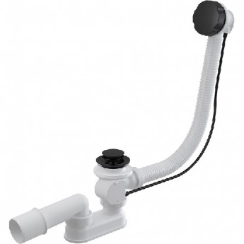 Сифон ALCAPLAST A55BLACK-100 для ванны, автомат, комплект, черный матовый, длина 100 см, металл с покрытием