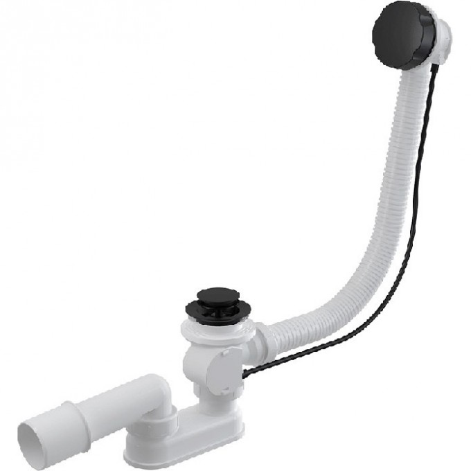 Сифон ALCAPLAST для ванны, автомат, комплект, черный матовый, длина 100 см, металл с покрытием A55BLACK-100