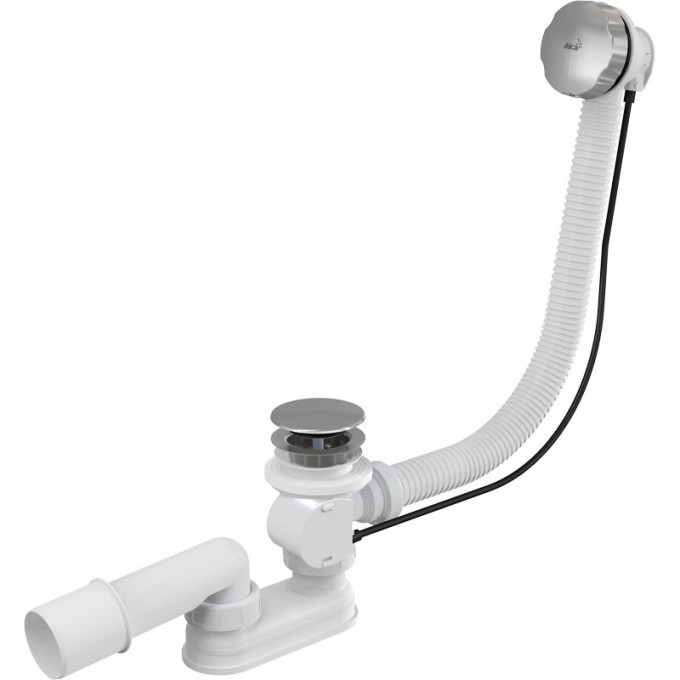 Сифон ALCAPLAST для ванны, автомат, металл/хром, длина 80 см A55KM-80