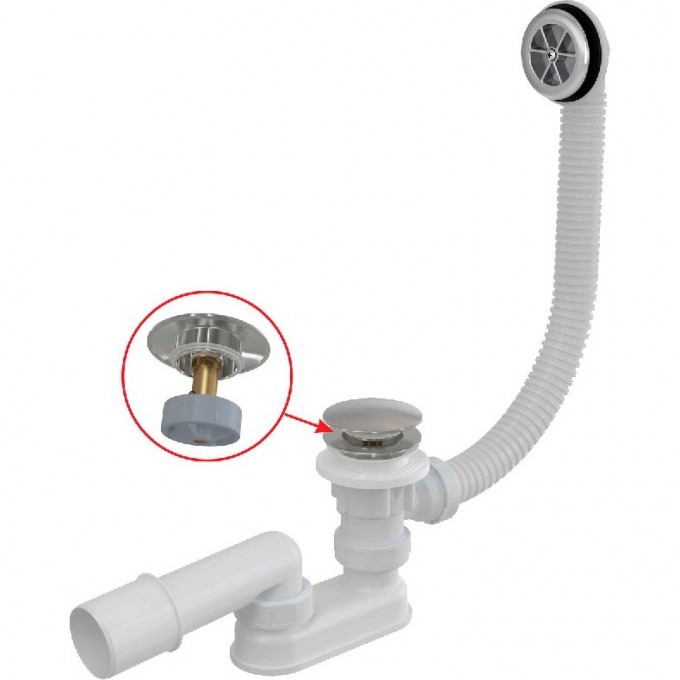 Сифон ALCAPLAST для ванны CLICK/CLACK, металл, 1200 мм A505CKM-120 Сифон ALCAPLAST для ванны CLICK/CLACK, металл, 1200 мм A505CKM-120