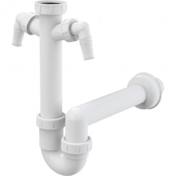Сифон ALCAPLAST A82-DN40 трубчатый с накидной гайкой 6/4", с двумя подводками