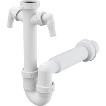 Сифон ALCAPLAST A82-DN50 трубчатый с накидной гайкой 6/4", с двумя подводками