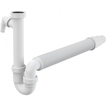 Сифон ALCAPLAST A83-DN50/40 трубчатый с накидной гайкой 6/4", с гофрой, с подводкой
