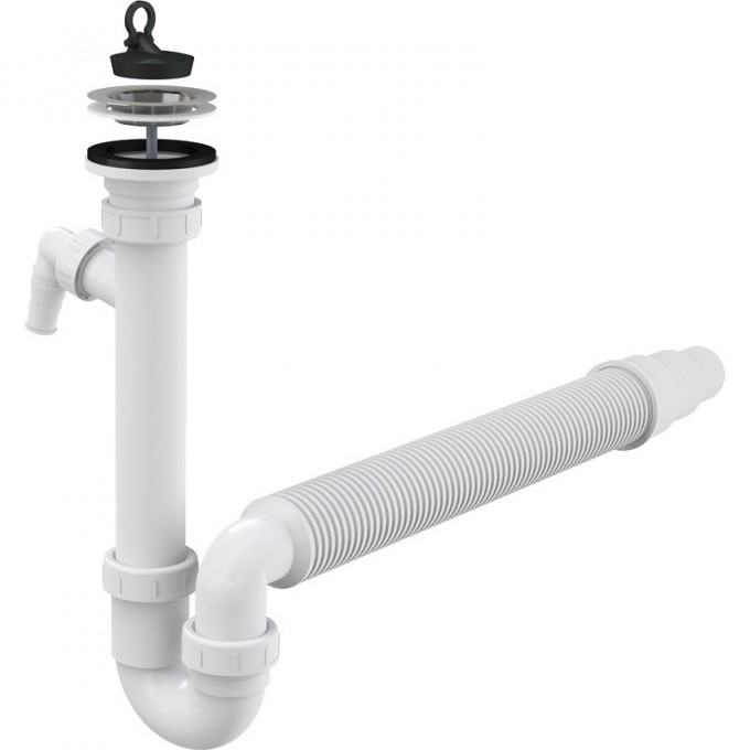 Сифон ALCAPLAST трубчатый с нержавеющей решеткой Ø70 и гофрой, с подводкой A830-DN50/40 Сифон ALCAPLAST трубчатый с нержавеющей решеткой Ø70 и гофрой, с подводкой A830-DN50/40