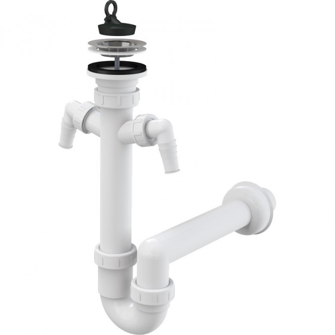 Сифон ALCAPLAST трубчатый с нержавеющей решеткой Ø70, с двумя подводками A820-DN40