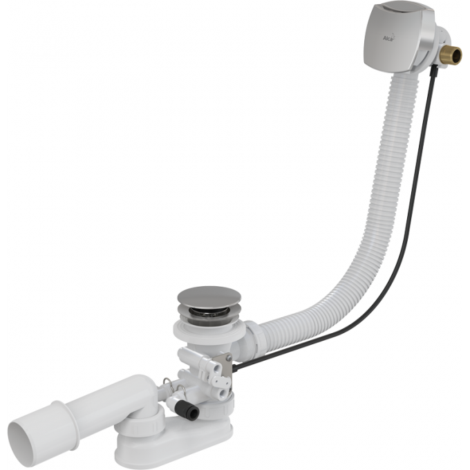 Сифон для гидромассажных ванн ALCAPLAST с напуском через перелив, металл A566-273133-120