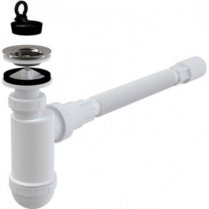 Сифон для умывальника ALCAPLAST Ø40 с гибким соединением A41+A71 Сифон для умывальника ALCAPLAST Ø40 с гибким соединением A41+A71