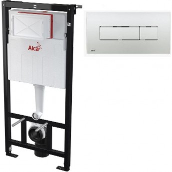 Скрытая система инсталляции ALCAPLAST AM101/1120-3:1 RU M371-0001 для сухой установки, с хром кнопкой