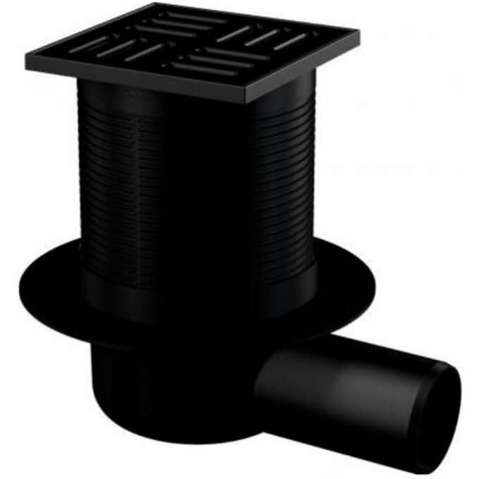 Сливной трап ALCAPLAST , 105х105/50 подводка боковая, решетка – черный матовый APV31BLACK Сливной трап ALCAPLAST , 105х105/50 подводка боковая, решетка – черный матовый APV31BLACK