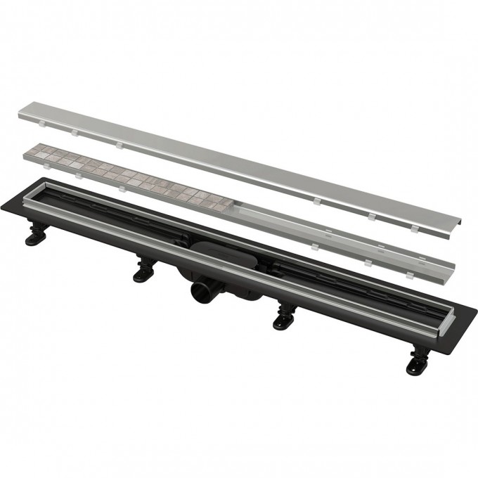 Водоотводящий желоб ALCAPALST с порогами из нержавеющей стали для двусторонней решетки APZ20-650 Водоотводящий желоб ALCAPALST с порогами из нержавеющей стали для двусторонней решетки APZ20-650