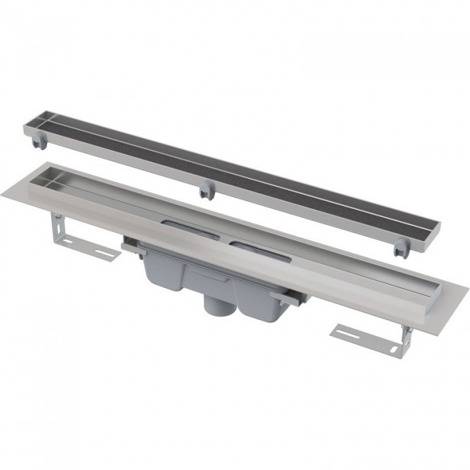 Водоотводящий желоб ALCAPLAST APZ1007-1150 FLOOR с порогами для решетки под кладку плитки, вертикальный сток APZ1007-FLOOR-1150