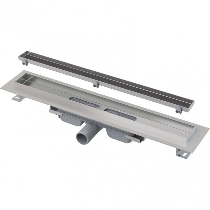 Водоотводящий желоб ALCAPLAST APZ107-750 FLOOR с порогами для решетки под кладку плитки Low, горизонтальный сток APZ107-FLOOR-750