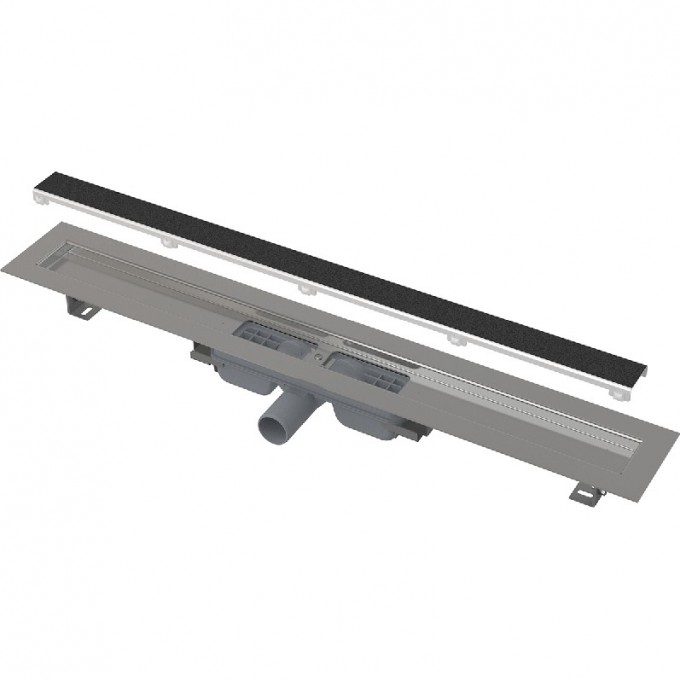 Водоотводящий желоб ALCAPLAST без порогов с решеткой, под кладку камня, горизонтальный сток APZ115-750