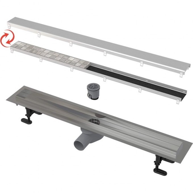 Водоотводящий желоб ALCAPLAST DOUBLE FIT&GO с двухсторонней решеткой APZ13-DOUBLE9-550 Водоотводящий желоб ALCAPLAST DOUBLE FIT&GO с двухсторонней решеткой APZ13-DOUBLE9-550