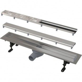 Водоотводящий желоб ALCAPLAST FIT&GO APZ13-DOUBLE9-750 с двухсторонней решеткой DOUBLE