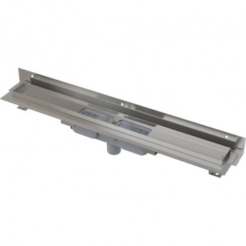 Водоотводящий желоб ALCAPLAST APZ1104-1050 FLEXIBLE для перфорированной решетки с регулируемым краем, к стене, низкий, вертикальный сток Водоотводящий желоб ALCAPLAST APZ1104-1050 FLEXIBLE для перфорированной решетки с регулируемым краем, к стене, низкий, вертикальный сток