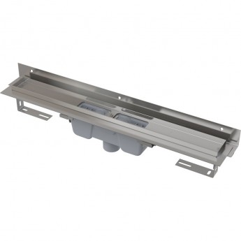 Водоотводящий желоб ALCAPLAST APZ1004S-650 FLEXIBLE для перфорированной решетки с регулируемым краем, к стене, вертикальный сток