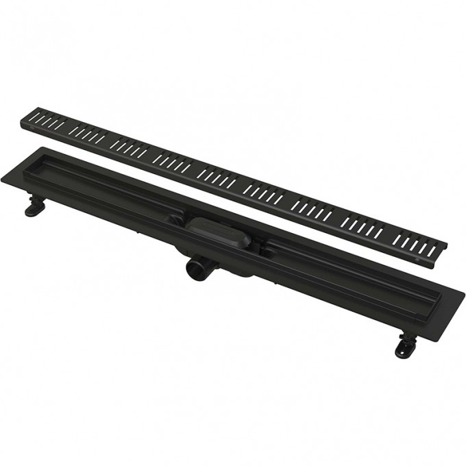 Водоотводящий желоб ALCAPLAST с порогами для перфорированной решетки, черный матовый APZ10BLACK-550M Водоотводящий желоб ALCAPLAST с порогами для перфорированной решетки, черный матовый APZ10BLACK-550M