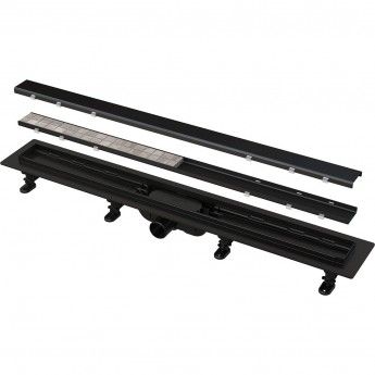 Водоотводящий желоб ALCAPLASTAPZ19BLACK-850 с порогами для решетки или под кладку плитки черный
