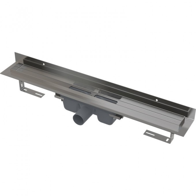 Водоотводящий желоб ALCAPLAST WALL для перфорированной решетки, с фиксированным воротником, к стене, горизонтальный сток APZ16-650