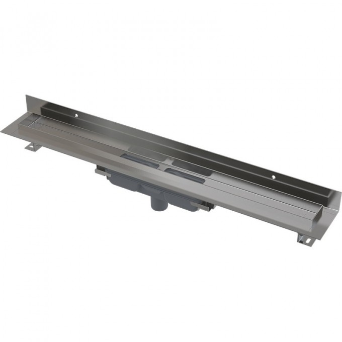 Водоотводящий желоб ALCAPLAST WALL для перфорированной решетки, с фиксированным воротником, к стене, низкий, вертикальный сток APZ1116-300