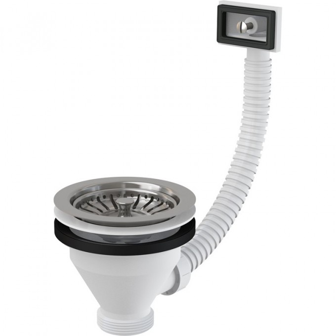 Водослив сифона ALCAPLAST для мойки 6/4" с нержавеющей решеткой Ø115 и гофропереливом A38 Водослив сифона ALCAPLAST для мойки 6/4" с нержавеющей решеткой Ø115 и гофропереливом A38