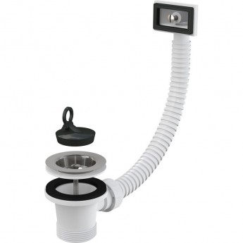 Водослив сифона ALCAPLAST A331 для мойки 6/4" с нержавеющей решеткой Ø70 и гофропереливом