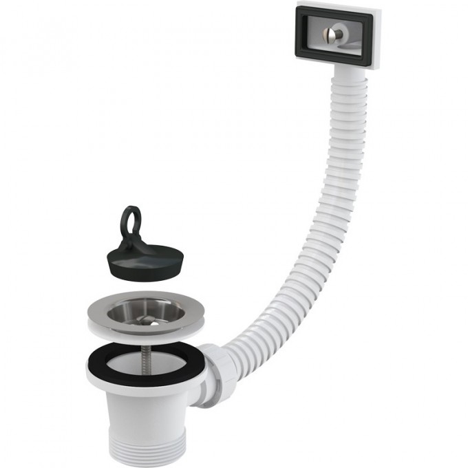 Водослив сифона ALCAPLAST для мойки 6/4" с нержавеющей решеткой Ø70 и гофропереливом A331 Водослив сифона ALCAPLAST для мойки 6/4" с нержавеющей решеткой Ø70 и гофропереливом A331