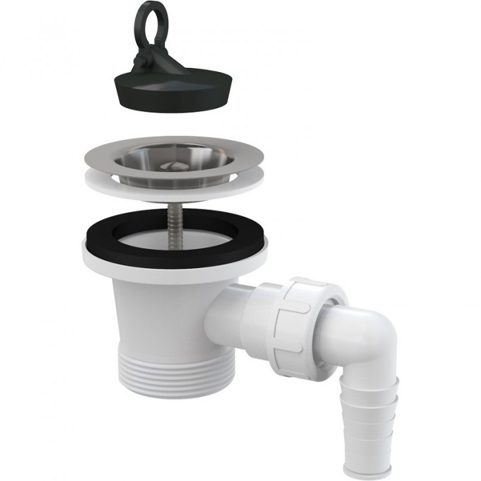 Водослив сифона ALCAPLAST для мойки 6/4" с нержавеющей решеткой Ø70 и подводкой A33P Водослив сифона ALCAPLAST для мойки 6/4" с нержавеющей решеткой Ø70 и подводкой A33P